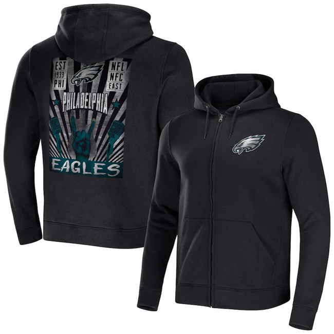 Men's Philadelphia Eagles Black x Darius Rucker Collection Rocker Full-Zip Hoodie - Click Image to Close